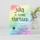 Aquarellenbogen jedes Alter Geburtstag Einladung (Stehend Vorderseite)