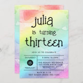 Aquarellenbogen jedes Alter Geburtstag Einladung (Vorne/Hinten)