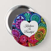 Aquarellenbogen Mandala mit Herz Button (Vorne & Hinten)