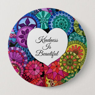 Aquarellenbogen Mandala mit Herz Button