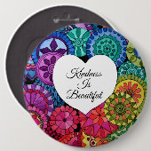 Aquarellenbogen Mandala mit Herz Button (Vorne & Hinten)