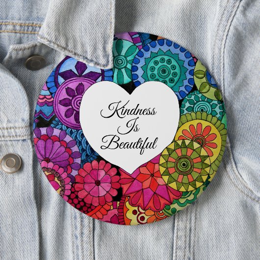 Aquarellenbogen Mandala mit Herz Button (Beispiel)