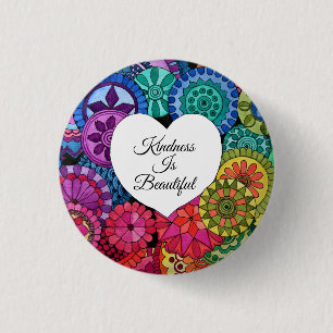 Aquarellenbogen Mandala mit Herz Button