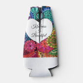Aquarellenbogen Mandala mit Herz Flaschenkühler (Rückseite)