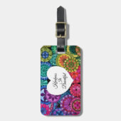 Aquarellenbogen Mandala mit Herz Gepäckanhänger (Vorderseite vertikal)