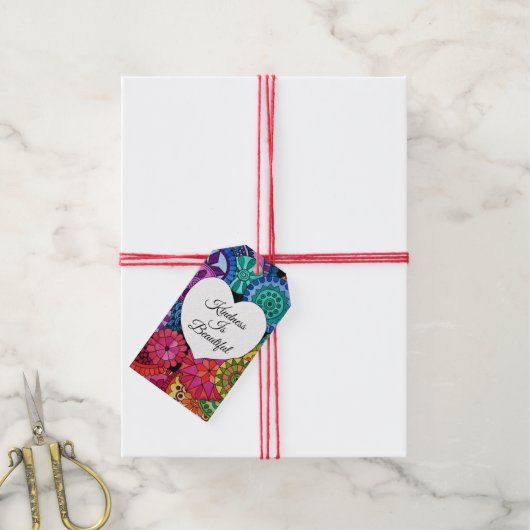 Aquarellenbogen Mandala mit Herz Geschenkanhänger (Mit Garn)