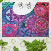 Aquarellenbogen Mandala mit Herz Geschirrtuch (Gefaltet)