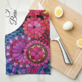 Aquarellenbogen Mandala mit Herz Geschirrtuch (Viertel Falte)