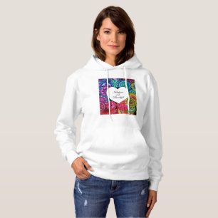 Aquarellenbogen Mandala mit Herz Hoodie
