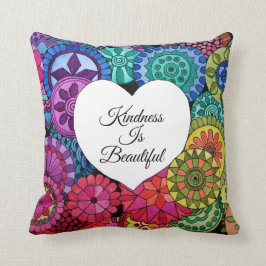 Aquarellenbogen Mandala mit Herz Kissen