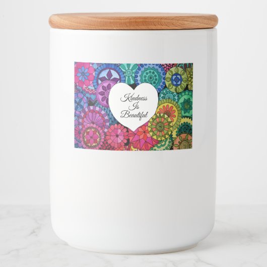 Aquarellenbogen Mandala mit Herz Lebensmitteletikett (Vorderseite)