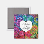 Aquarellenbogen Mandala mit Herz Magnet (Vorderseite/Rückseite)