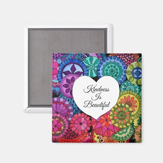 Aquarellenbogen Mandala mit Herz Magnet (Vorderseite/Rückseite)