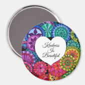 Aquarellenbogen Mandala mit Herz Magnet (Vorderseite/Rückseite)