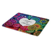 Aquarellenbogen Mandala mit Herz Schneidebrett (Ecke)