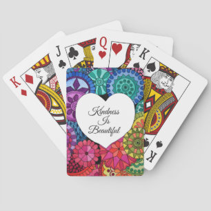 Aquarellenbogen Mandala mit Herz Spielkarten