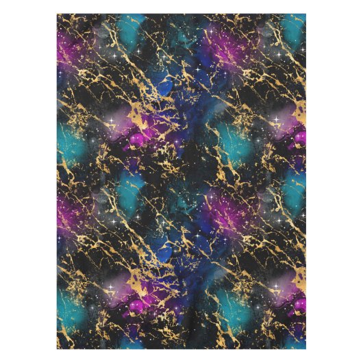 Aquarellenbogen & Schwarzes & Gold Marmorgalaxie Tischdecke (Vorderseite)