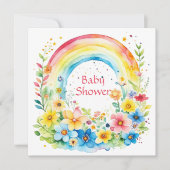 Aquarellenbogen und Blume Kinderdusche Einladung (Vorderseite)