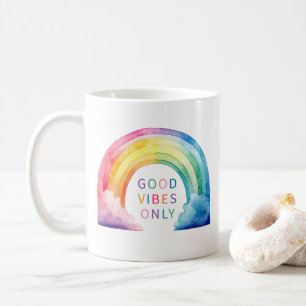 Aquarellenbogen Vibes Nur Kaffee Tasse