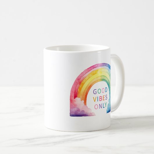 Aquarellenbogen Vibes Nur Kaffee Tasse (VorderseiteRechts)