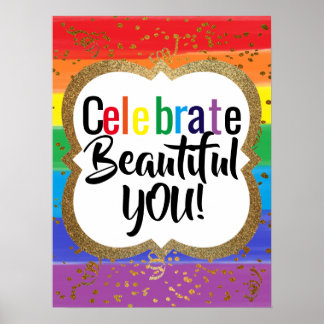Aquarellenbogen w Gold feiern Ihr Diversity Poster