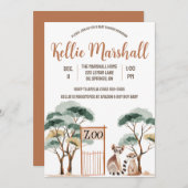 Aquarellenfamilie, Zoo, Babydusche Einladung (Vorne/Hinten)