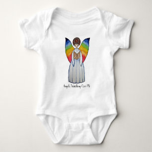 Aquarellengel mit Regenbogen-Flügeln Lesen eines B Baby Strampler
