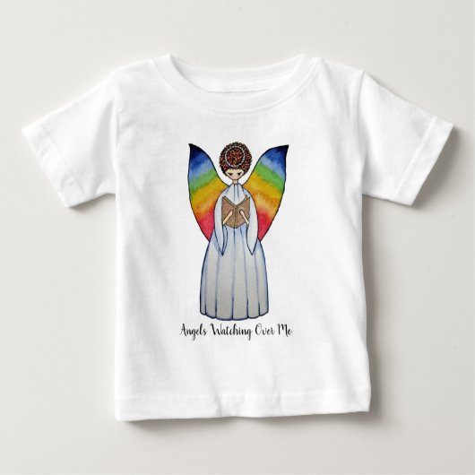 Aquarellengel mit Regenbogen-Flügeln Lesen eines B Baby T-shirt (Vorderseite)