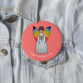 Aquarellengel mit Regenbogen-Flügeln Lesen eines B Button (Beispiel)