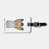 Aquarellengel mit Regenbogen-Flügeln Lesen eines B Gepäckanhänger (Vorderseite horizontal)