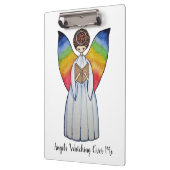 Aquarellengel mit Regenbogen-Flügeln Lesen eines B Klemmbrett (Links)