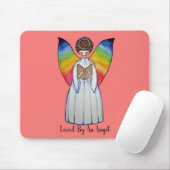 Aquarellengel mit Regenbogen-Flügeln Lesen eines B Mousepad (Mit Mouse)