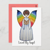Aquarellengel mit Regenbogen-Flügeln Lesen eines B Postkarte (Vorne/Hinten)
