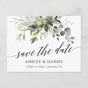 Aquarellenkalligrafie Save the Date Postkarte