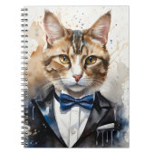 Aquarellenkatze in einer Tuxedo- und Blue Bow-Kraw Notizblock (Vorderseite)