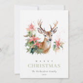 Aquarellenknebel Poinsettia Weihnachtsgebäck Foto Feiertagskarte (Vorderseite)