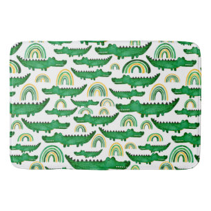 Aquarellenkrokodil Alligator Rainbow Kids Badematte