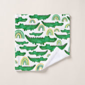 Aquarellenkrokodil Alligator Rainbow Kids Badhandtuch Set (Waschlappen)