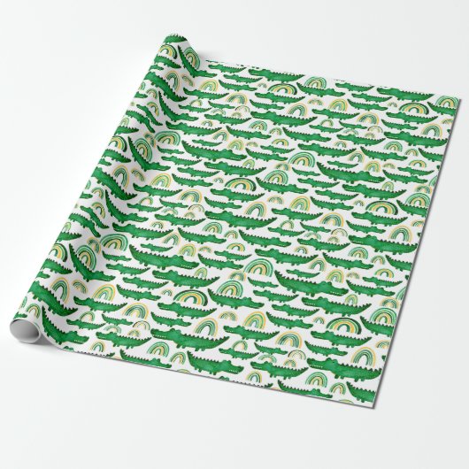 Aquarellenkrokodil Alligator Rainbow Kids Geschenkpapier (Ungerollt)