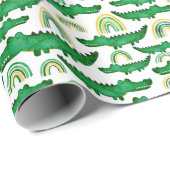 Aquarellenkrokodil Alligator Rainbow Kids Geschenkpapier (Rolleneckpunkt)