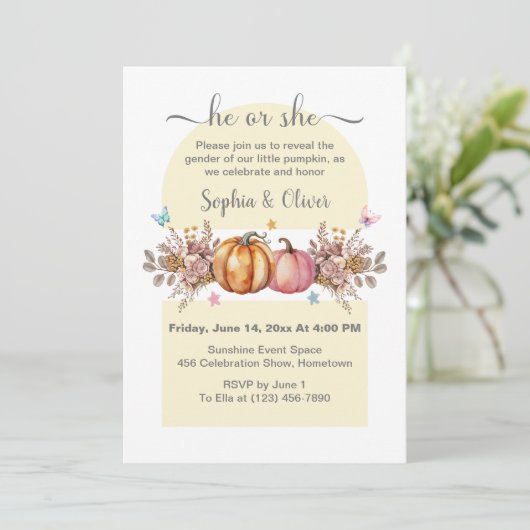 Aquarellenkürbis Einladung (Stehend Vorderseite)