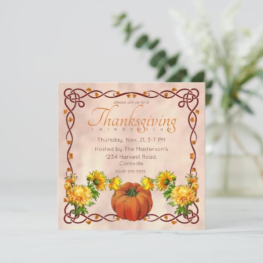 Aquarellenkürbis und Erntedank Einladung (Stehend Vorderseite)