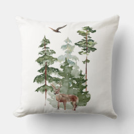 Aquarellenreder im Winterwald Weihnachten Kissen