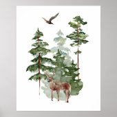 Aquarellenreder im Winterwald Weihnachten Poster (Vorne)