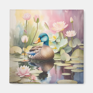 Aquarellente auf einem Teich Magnet