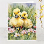 Aquarellente in Wildblume Wiese Karte (Gelbe Blume)