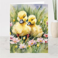 Aquarellente in Wildblume Wiese