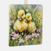 Aquarellente in Wildblume Wiese Keramikornament (Rechts)