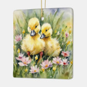 Aquarellente in Wildblume Wiese Keramikornament (Links)