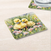 Aquarellente in Wildblume Wiese Rechteckiger Pappuntersetzer (angewinkelt)